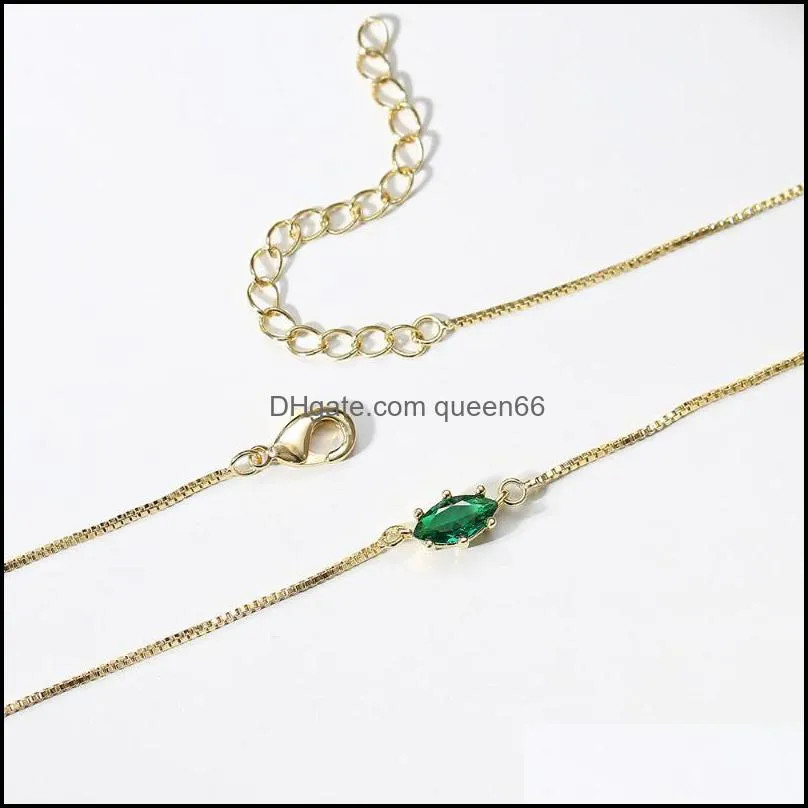 pendant necklaces birthstone for women korean trend eye shape crystal gold chain choker on neck birthday gift jewelry n512pendant