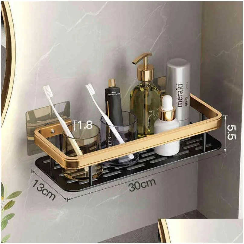 ekomoi punch bathroom shelf nodrill corner shelves shower kitchen organizer storage rack holder accessories set 211112
