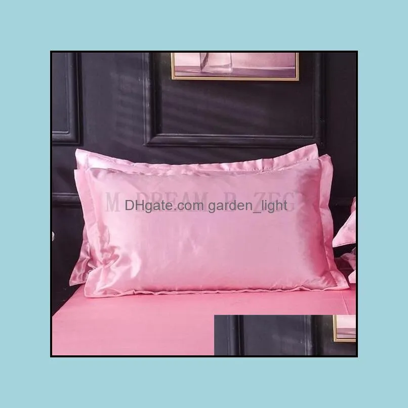 18 colors imitated silk pillow cases polyester satin pillow cover double face envelope design pillowcase high quality charmeuse bedding