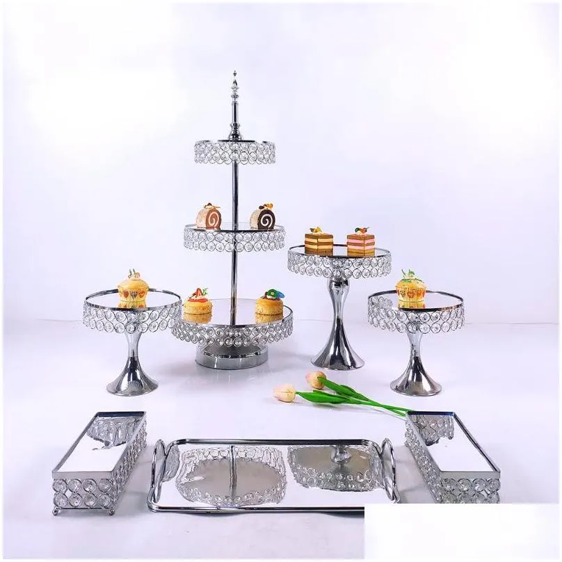 other bakeware 78pcs crystal metal cake stand set acrylic mirror cupcake decorations dessert pedestal wedding party display tray