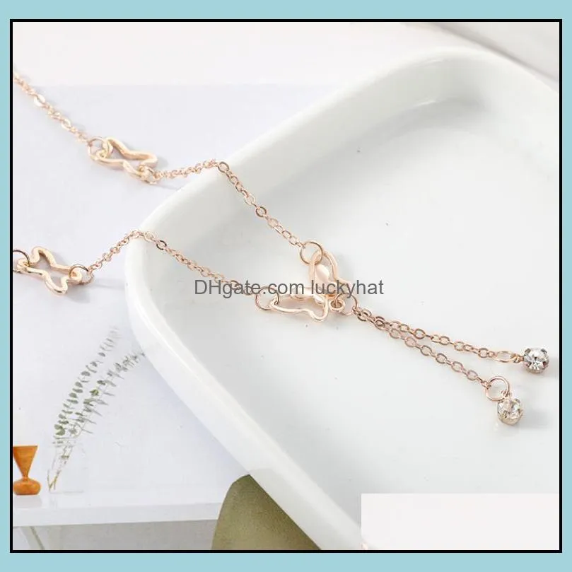 hot temperament butterfly single drill tassel anklets for girl women korean fashion accessories wholesale