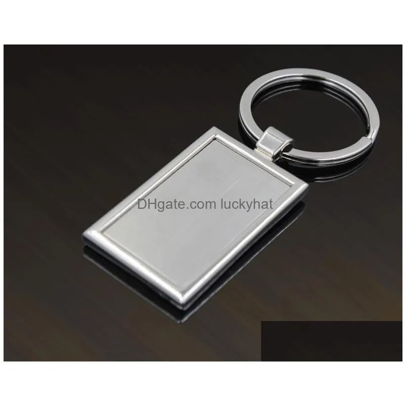 metal blank tag keychains creative car keychain personalized stainless steel key ring business advertising for promotion