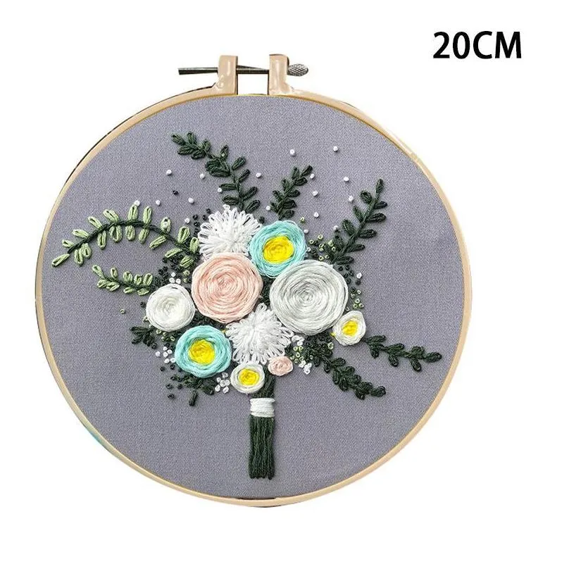 other arts and crafts 3d europe bouquet cross stitch kit with embroidery hoop holding flowers bordado iniciante wedding decoration sewing