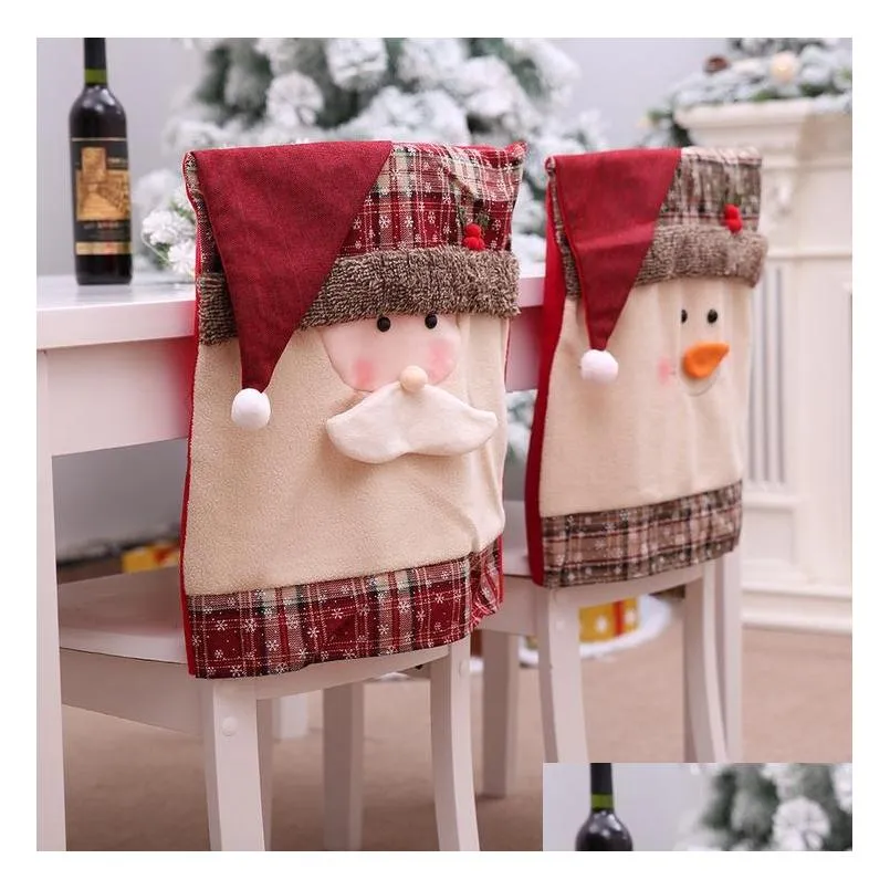 christmas chair cover santa claus snowman chair back cover christmas dinner table decoration holiday home party xmas ornament