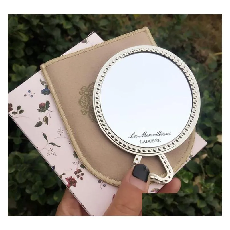laduree les merveilleuses miroir de poche hand mirror vintage metal holder pocket cosmetics makeup mirror with carry bag retail