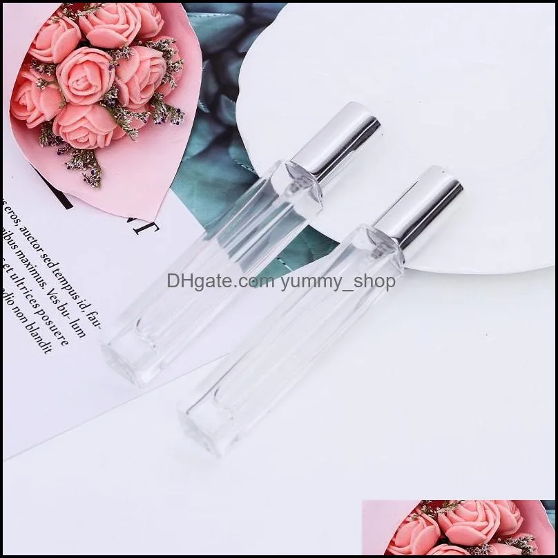 10ml square mini clear glass essential oil perfume bottle spray atomizer portable travel cosmetic container perfume bottle