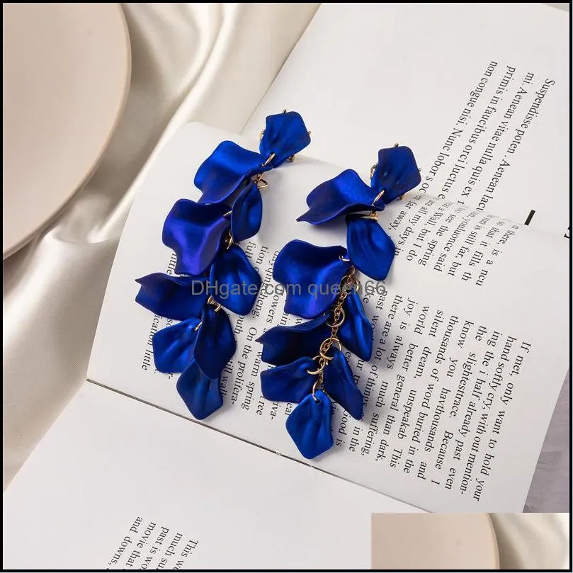 fashion and creative style petals and leaves long earrings jewelry ladies exquisite flower earrings party play jewelry earrings