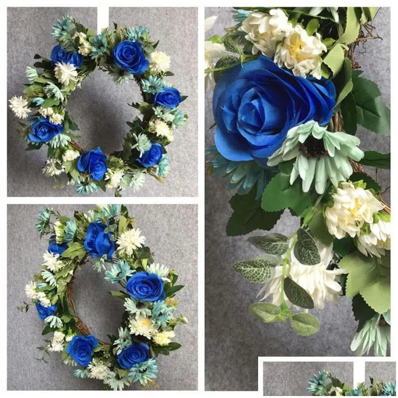 flower wreath artificial rose door realistic spring for front wedding window wall home decor decorative flowers wreaths