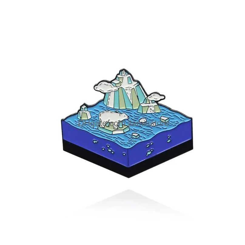 cartoon spray beach pins 4pcs/set polar bear on glacier penguin brooches for women enamel pin jewelry eco metal badges denim shirt bags small