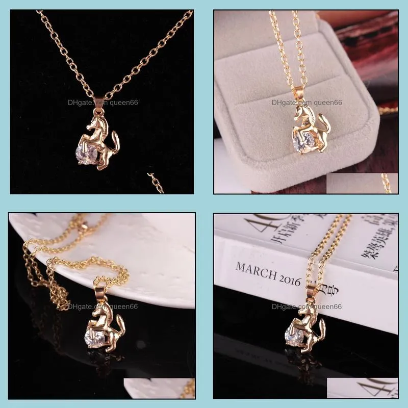 pretty necklace for women beautifully tone cool horse pendant long chain choker necklace animal zircon necklaces