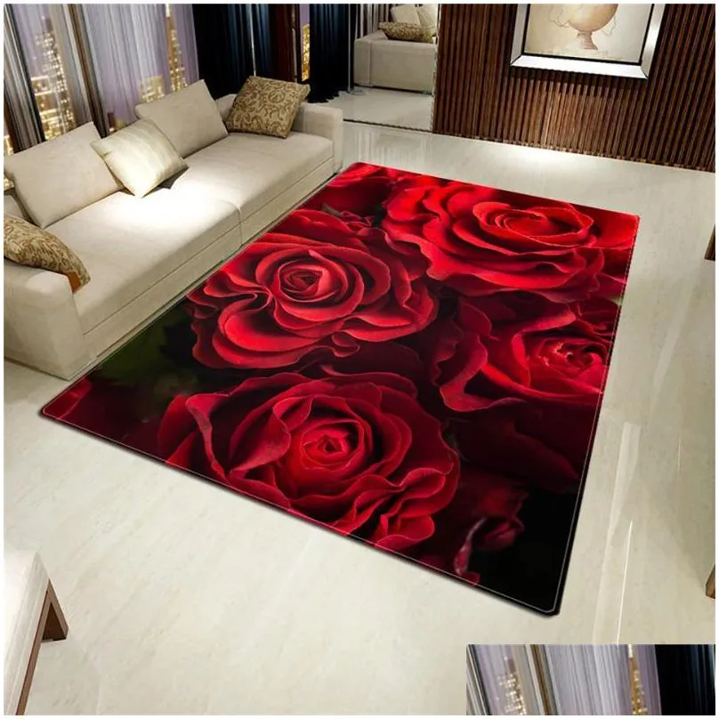 carpets 2021 rose carpet 3d mat for living room flower rug bathroom antislip absorb kitchen home decor doormat custom
