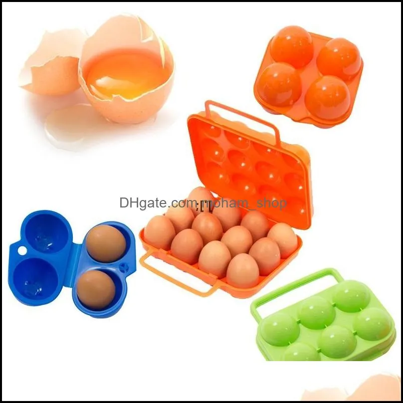 2/4/6/12 grid egg storage box container portable plastic egg holder for outdoor camping picnic eggs box case kitchen organizer