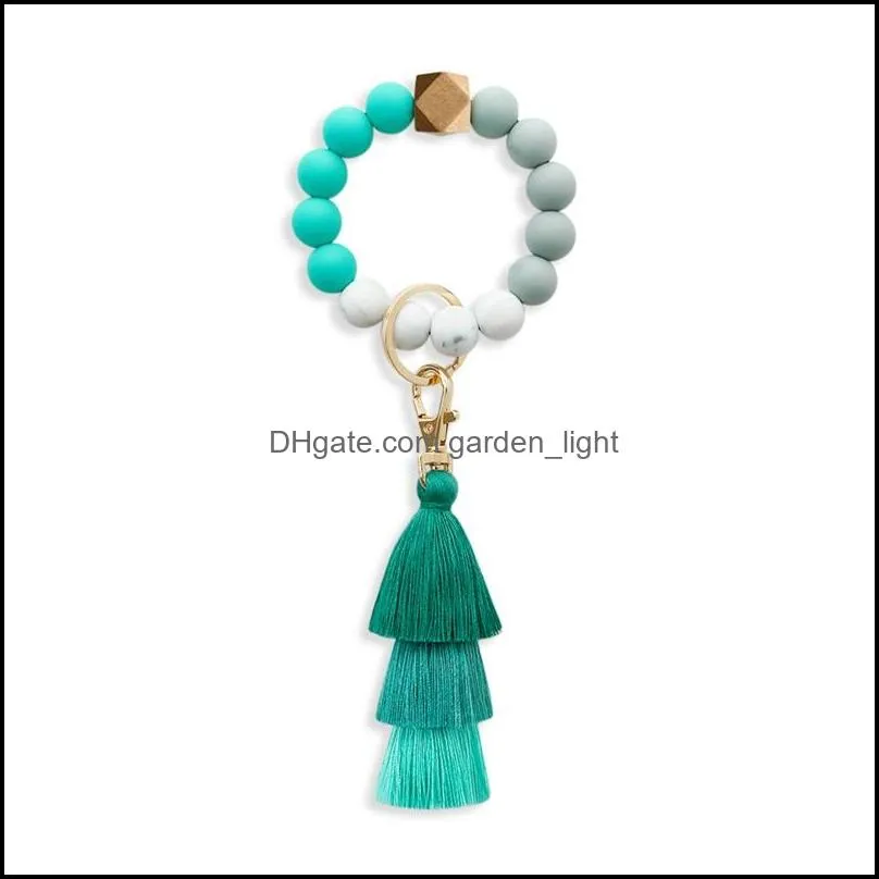 8 styles silicone bead bracelet key chain female italian tassel bracelets keys ring