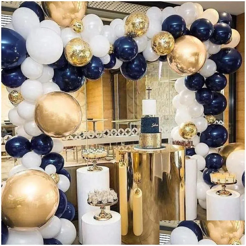 party decoration 127pcs balloon garland arch kit chrome gold latex blue balloons wedding birthday baby shower