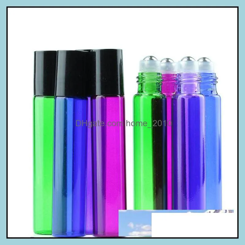  arrival pull tube 10ml glass roller oil bottles blue purple green red 10 ml roll on bottles aromatherapy fragrance 1100pcs factory