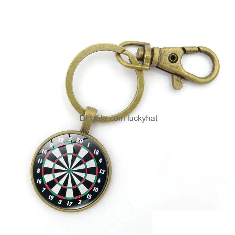 darts target key chain restore ancient time gem pendant key ring dart sports lovers key holder
