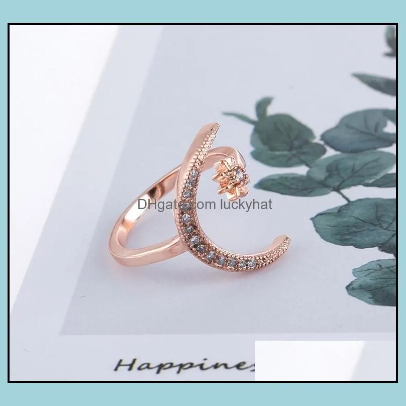fashion moon and star finger rings creative opening ring god silver for engagement gift