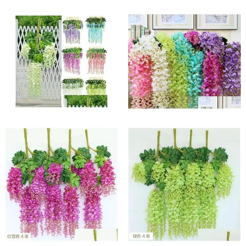 new artificial ivy flowers silk flower wisteria vine flower rattan for wedding centerpieces decorations bouquet garland home ornament