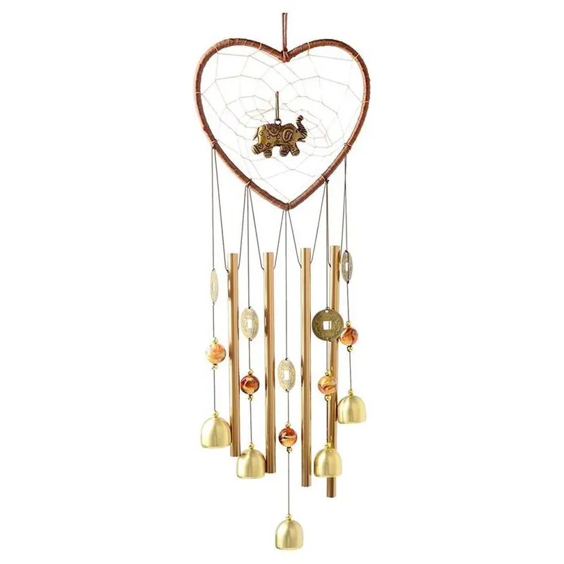 1pc heart elephant dream catcher metal wind chime tube bell pendant home yard garden decoration hanging ornaments handicraft