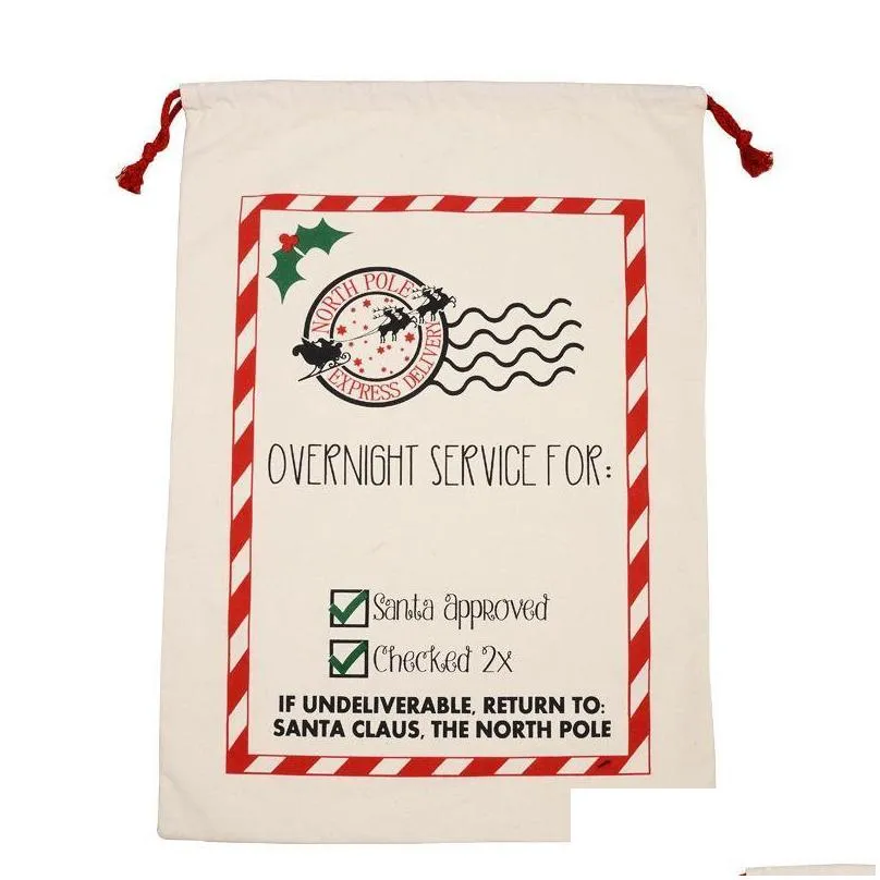 2023 christmas gift bags large organic heavy canvas bag santa sack drawstring bag with reindeers santa claus sack bags for kids fy4249