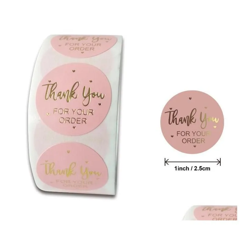 black adhesive stickers 500pcs roll 2.5cm 1 inch thank you for support my small business round label for holiday presents business festive