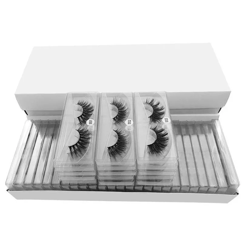 false eyelashes 100 pairs a lot eye tail elongated style mix 10 styles 3d mink eyelash natural long hand made makeup transparent lash boxes without color bottom