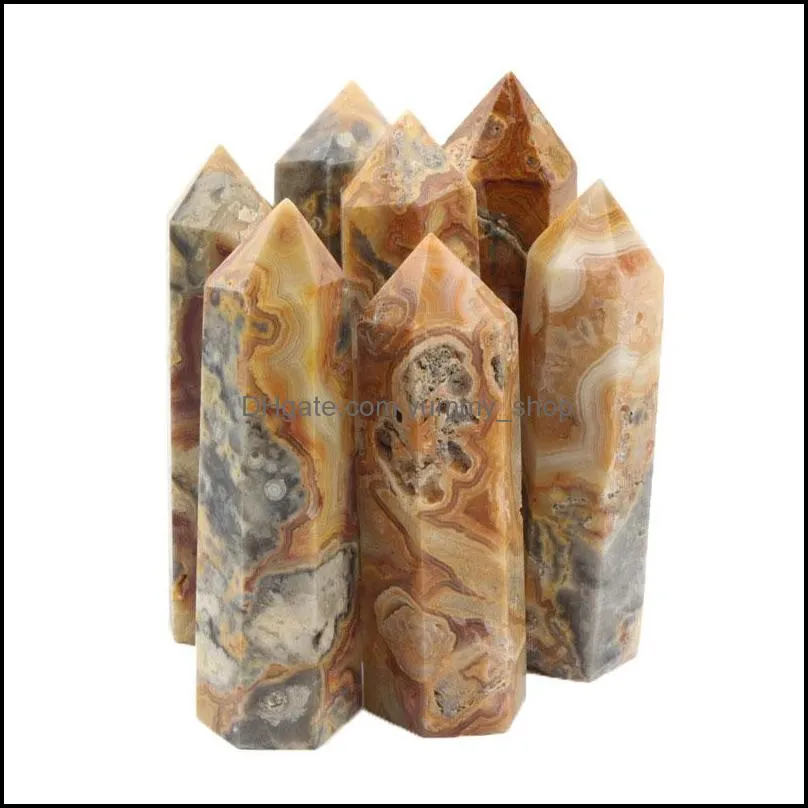 natural crystal point wand crazy agate onyx energy tower arts ornament mineral healing quartz pillar