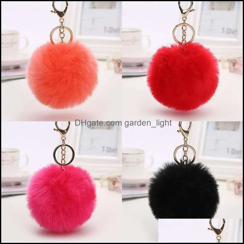 rabbit fur ball plush fuzzy fur key chain pom pom keychain car bag keychain key ring pendant jewelry party gift 20pcs