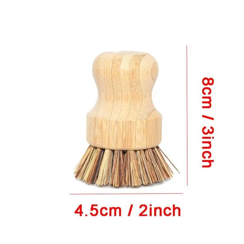 handheld wooden brush round handle pot brush sisal palm dish bowl pan cleaning brushes kitchen chores rub cleaning tool dbc bh4100