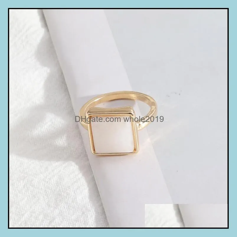 1cm square white green rose pink quartz stone rings fashion inner dia 1.7cm gold color brincos pendientes jewelry for women