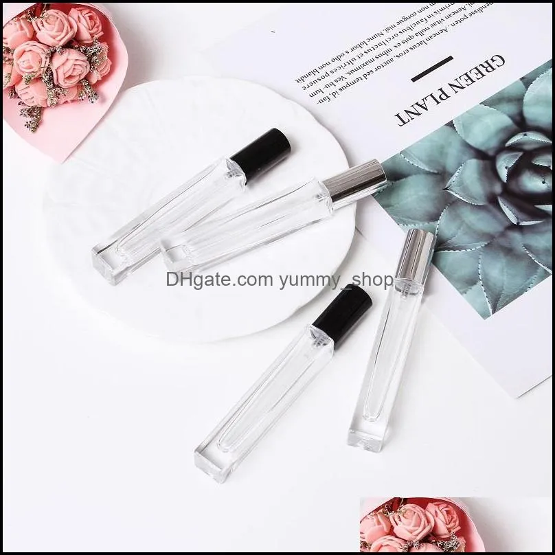10ml square mini clear glass  oil perfume bottle spray atomizer portable travel cosmetic container perfume bottle