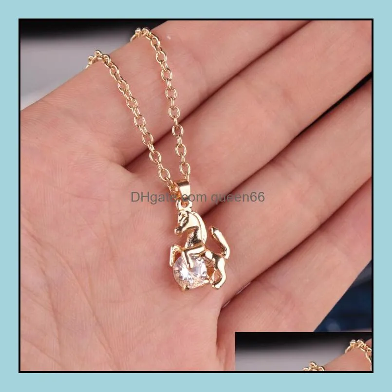 pretty necklace for women beautifully tone cool horse pendant long chain choker necklace animal zircon necklaces