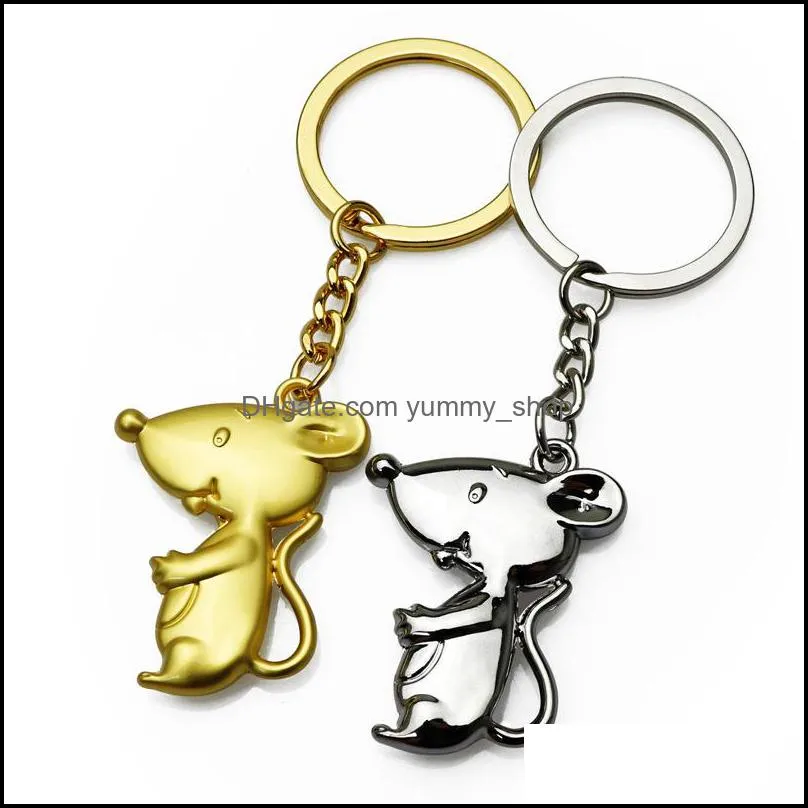 exquisite cute year keyring cartoon mouse keychain ancient silver color rat key chain gift for children 9 w2