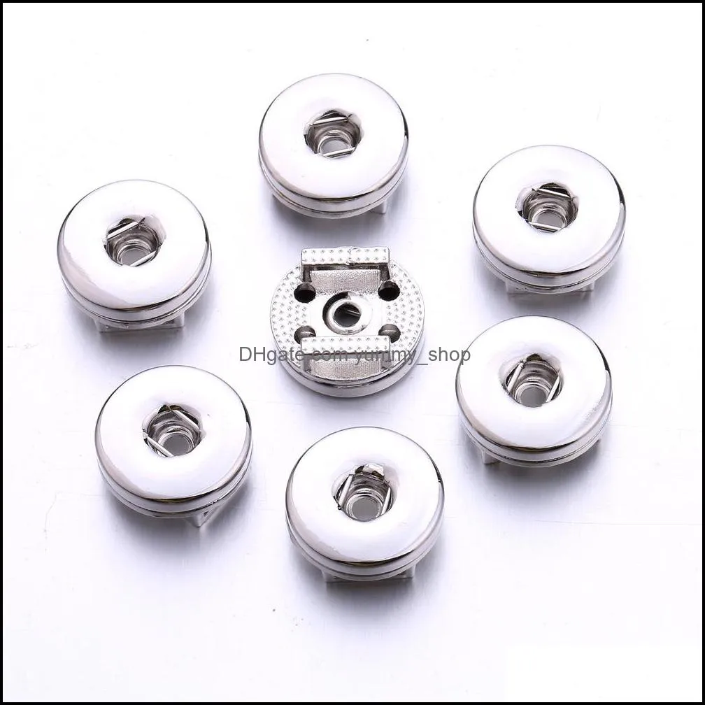 silver metal 18mm ginger snap button base charms for diy snaps leather bracelet jewelry accessorie