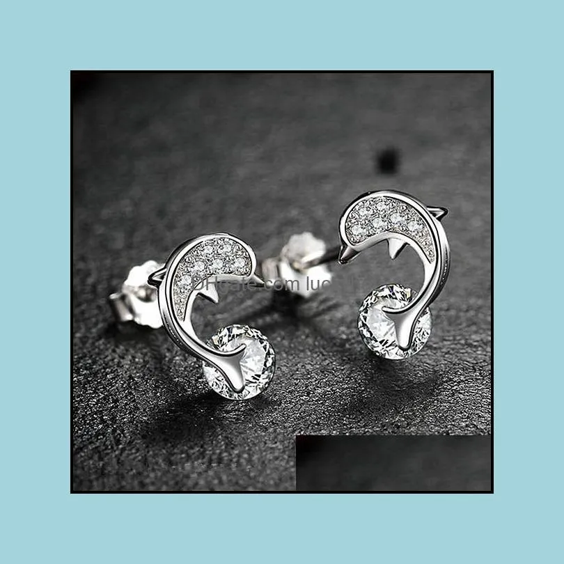 silver stud earrings new womens fashion jewelry high quality crystal zircon long tassel simple  earrings