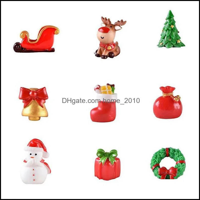 mini christmas resin elk santa claus ornaments merry christmas decoration for home figurines miniatures year xmas box decor