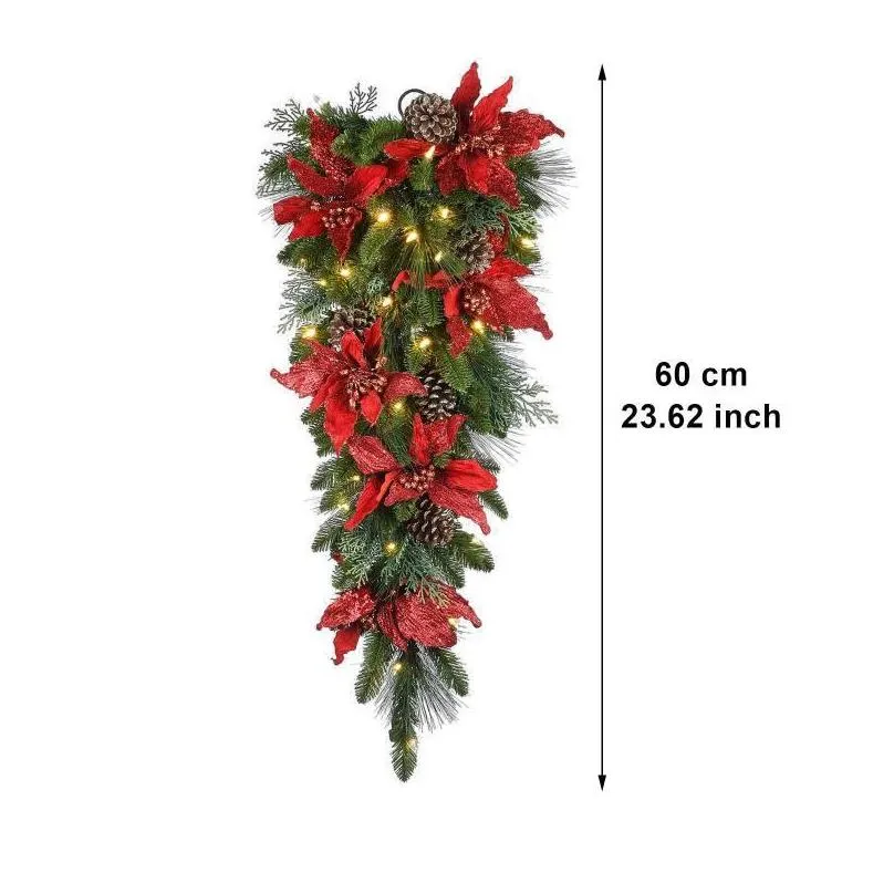 decorative flowers wreaths christmas led wreath garlands decoration cordless prelit stairs lights up navidad xmas decor adornos de