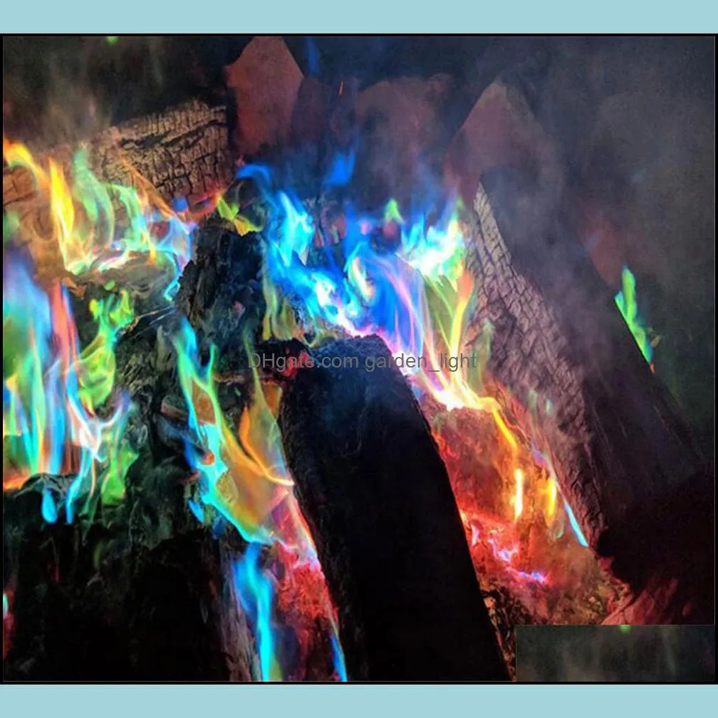 mystical fire magic tricks color flames powder bonfire sachets fireplace pit patio toy magician pyrotechnics party glowing