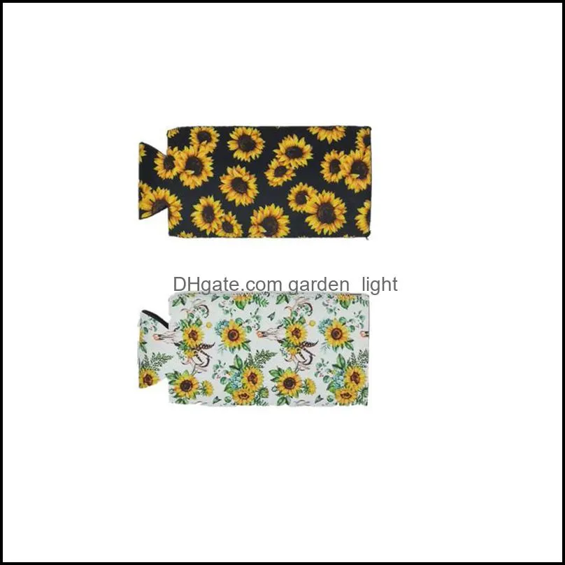 slim can sleeve sunflower neoprene insulator cooler baseball can holder water bottle covers bottle case pouch leopard flower 15 styles