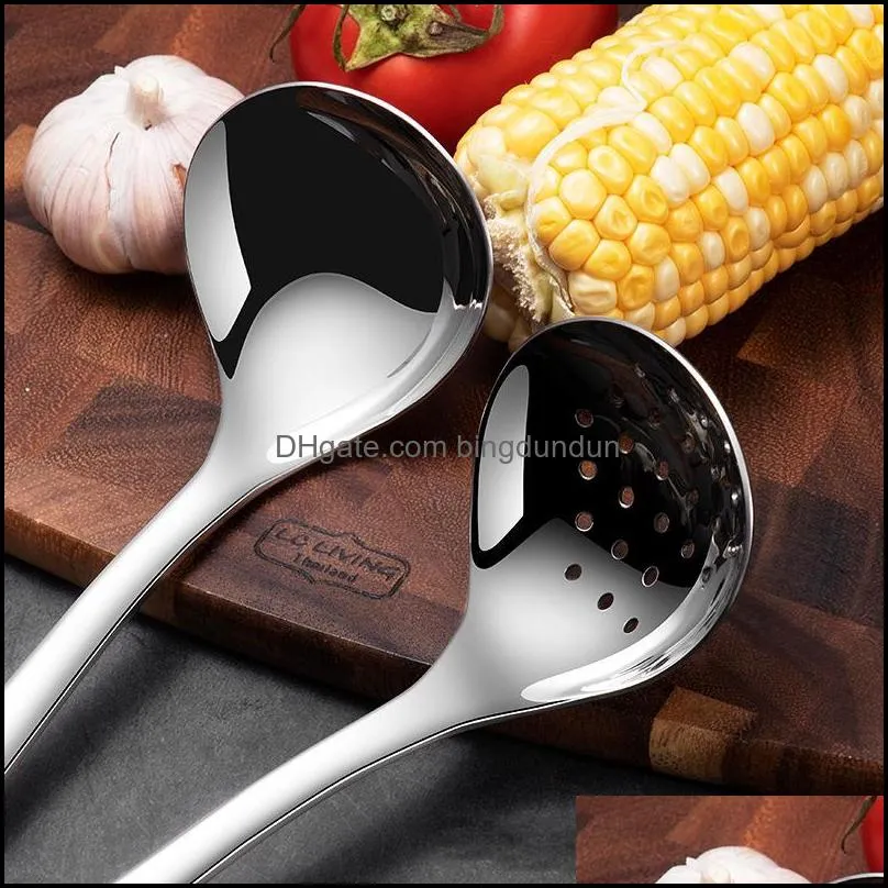 304 stainless steel spoon colander utensils lengthened thickened light pot drain wall spoons cooking tools