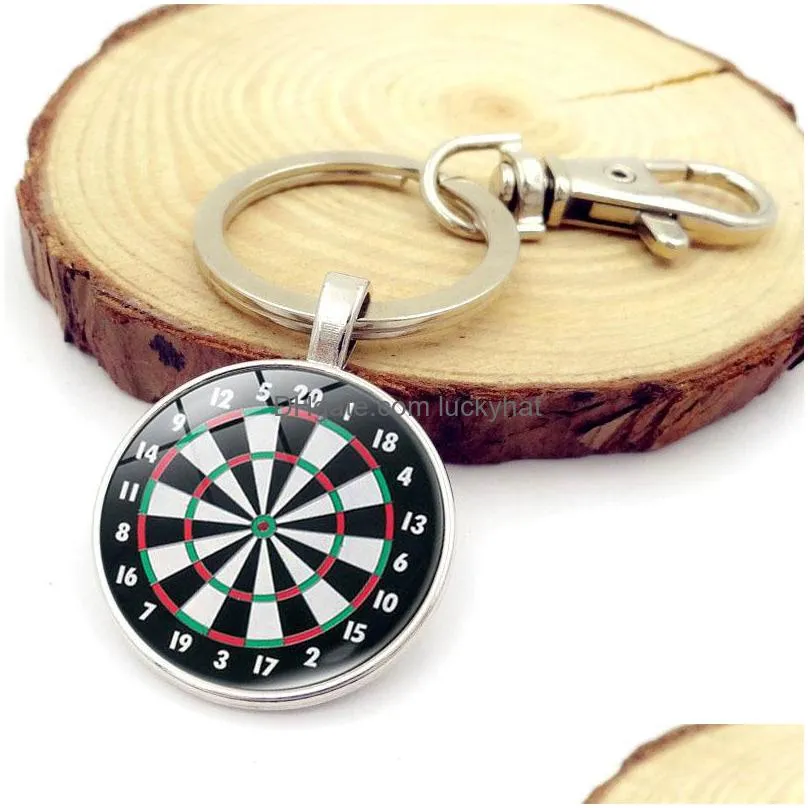 darts target key chain restore ancient time gem pendant key ring dart sports lovers key holder