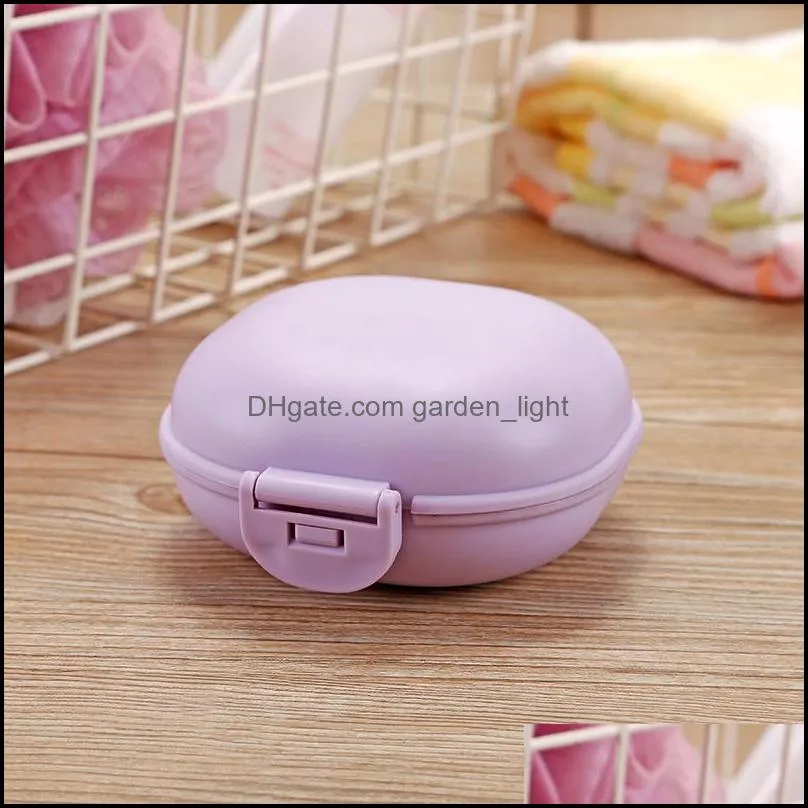 plastic travel soap box with lid portable waterproof bathroom creative macaroon soap dish boxes holder case 5 colors