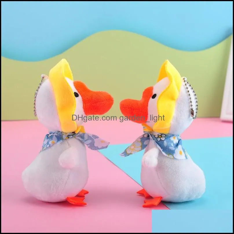 cute pastoral big white goose pendant cartoon keychain plush doll trumpet doll bag