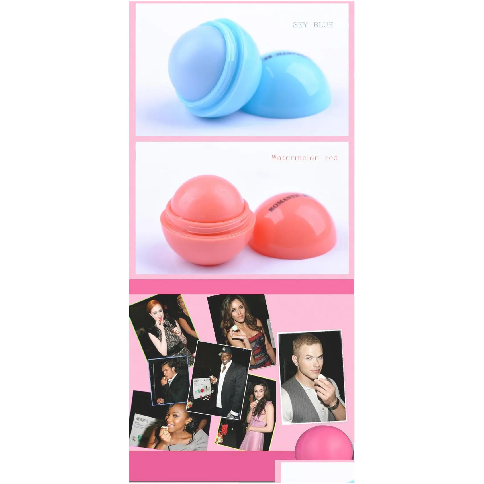 3d lips makeup ball lipstick moisturizing lip balm natural plant sphere 6colors pomade fruit embellish