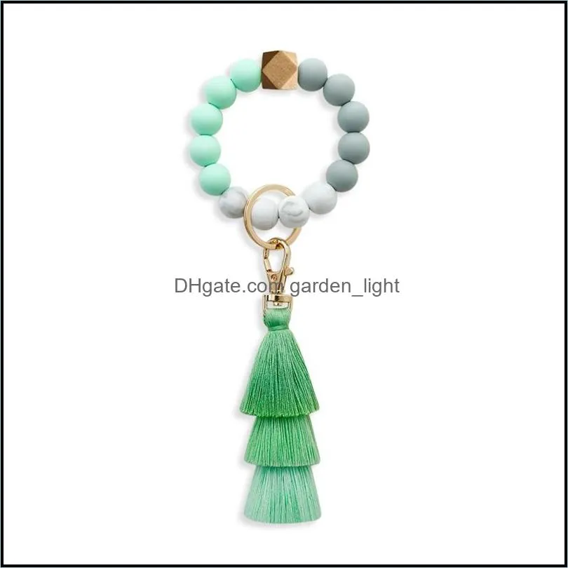 8 styles silicone bead bracelet key chain female italian tassel bracelets keys ring