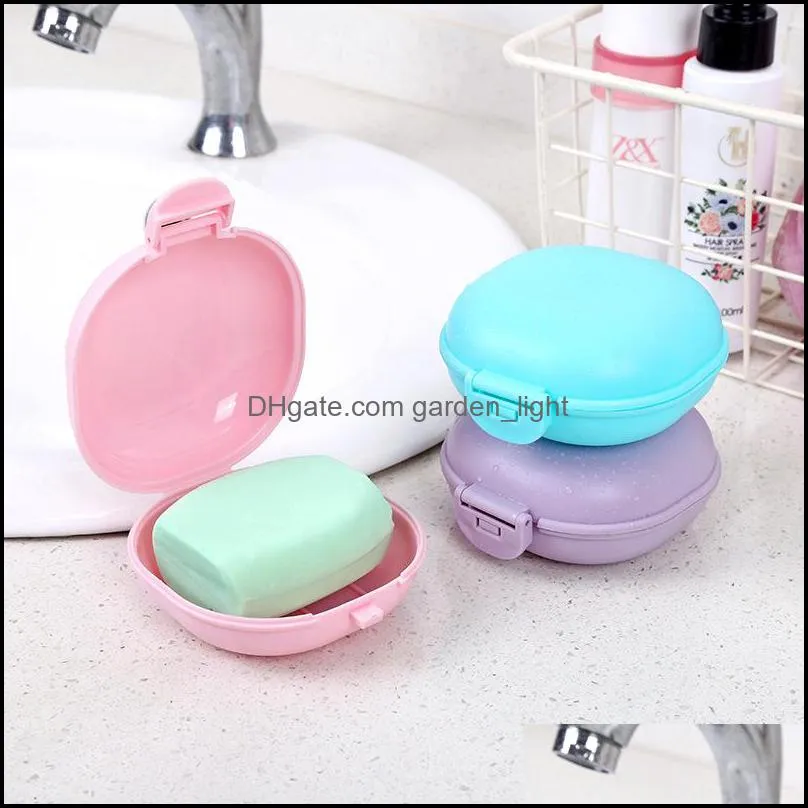plastic travel soap box with lid portable waterproof bathroom creative macaroon soap dish boxes holder case 5 colors
