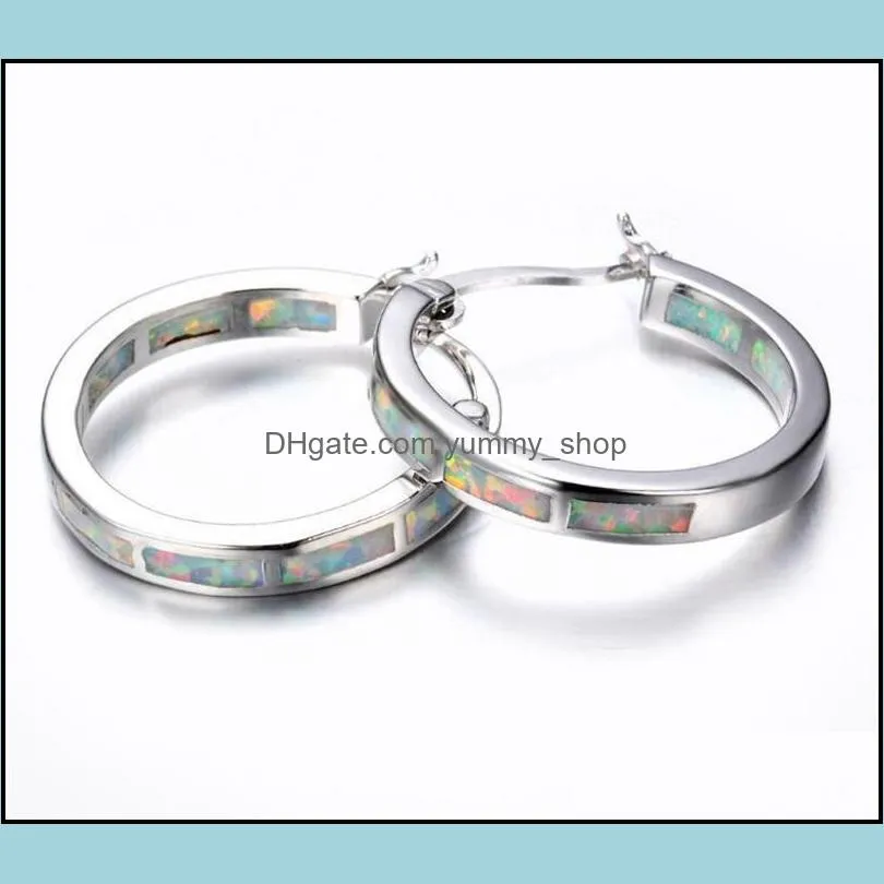 women circular colour hoop earrings jewellery lady type c opal plated silver fashion statement earring 2 7hj j2