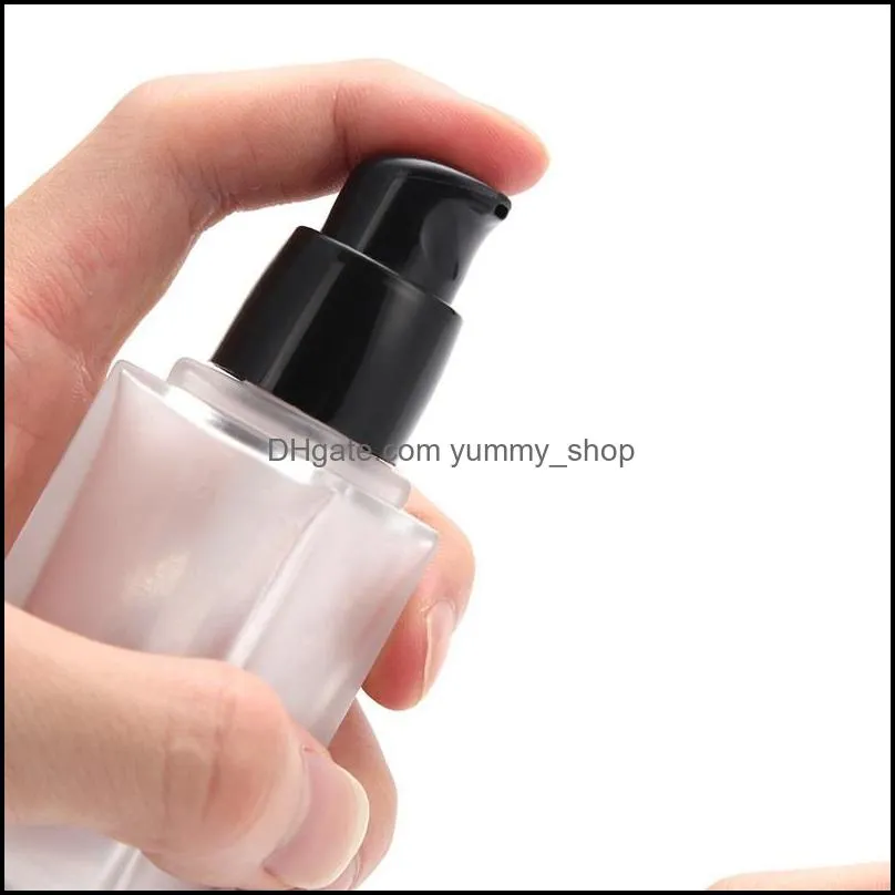 30ml square clear glass pump bottle with black plastic pump empty container great as essential oil bottles lotion bottles liquid soap