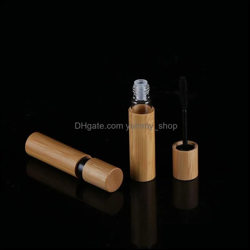 10ml full bamboo mascara packing bottle refillable tube mascaras brush empty packaging cosmetic container silicone brushes growth fluid