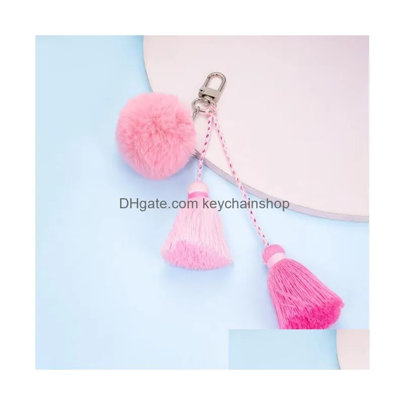 tassel hair ball multicolor combination key chain pendant key chain fashion ladies gift pendant bag decoration accessories